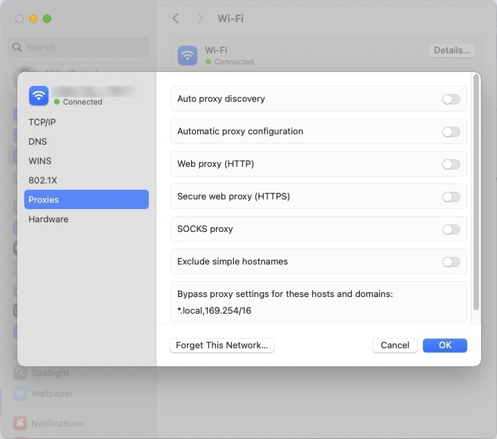 Choose the Wi-Fi network you want to configure and click Advanced in the bottom right corner.