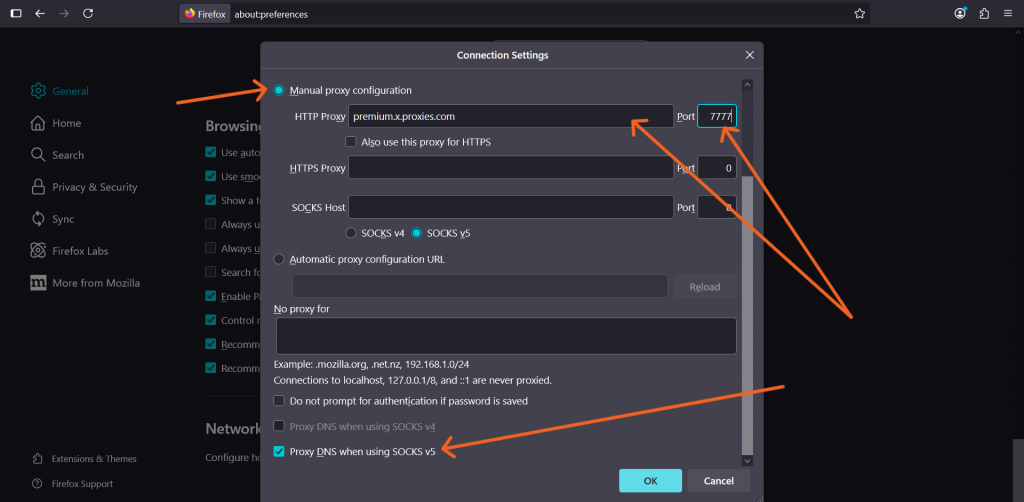 Choose a proxy configuration option