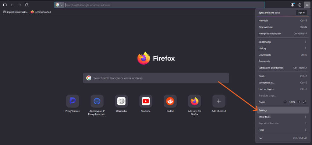 Select Settings (or Preferences if you're using macOS).