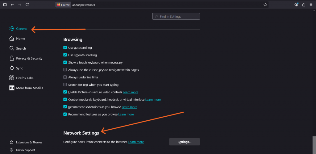 Navigate to network settings