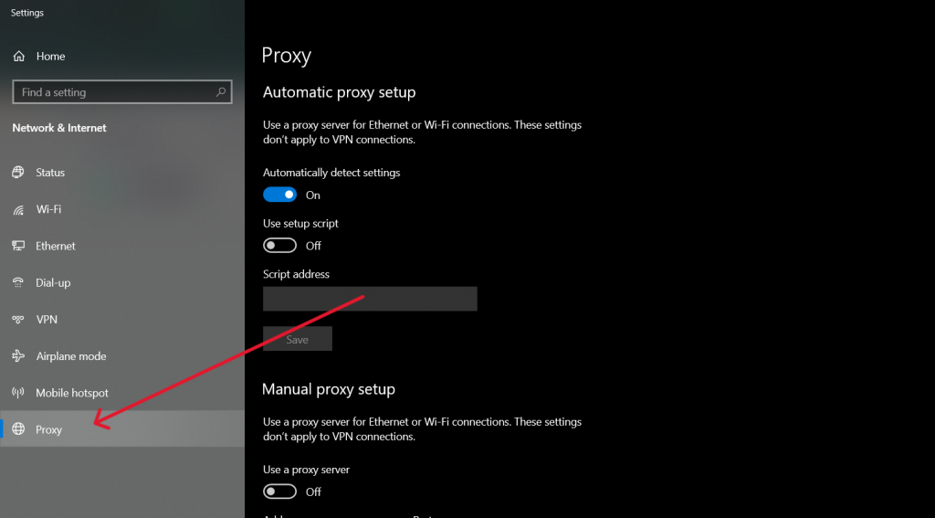 Click on Open your computer’s proxy settings.