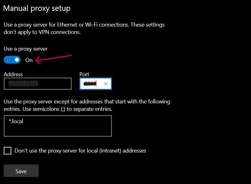 Manual Proxy Set up